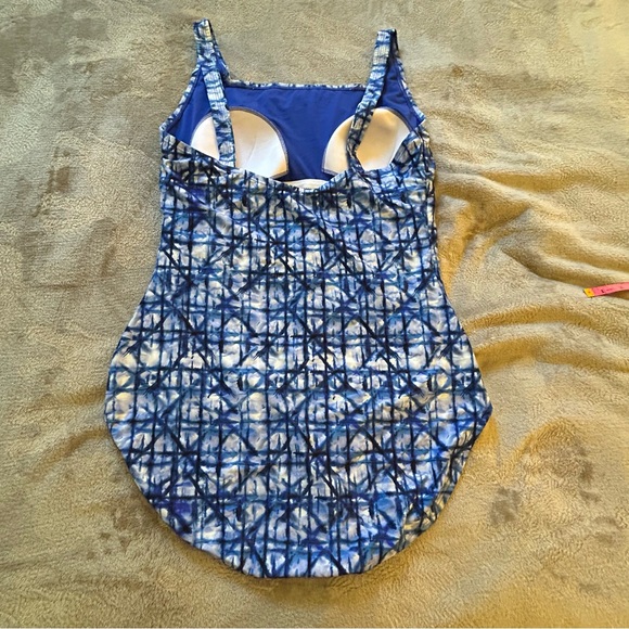 SPEEDO blue white one piece Women's Swimsuit Size 16 - Picture 3 of 11